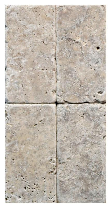 Silver Travertine Tumbled 3x6 Subway Tile