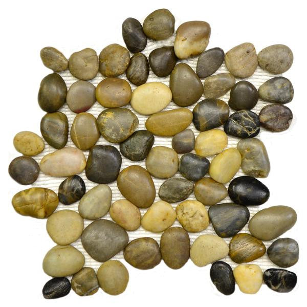 Round Pebble Stone Multi Color Mosaic Tile 12x12 Sheet