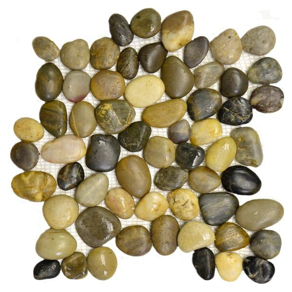 Round Pebble Stone Multi Color Mosaic Tile 12x12 Sheet