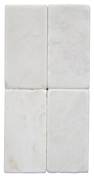 Pearl White Marble Tumbled 3x6 Subway Tile