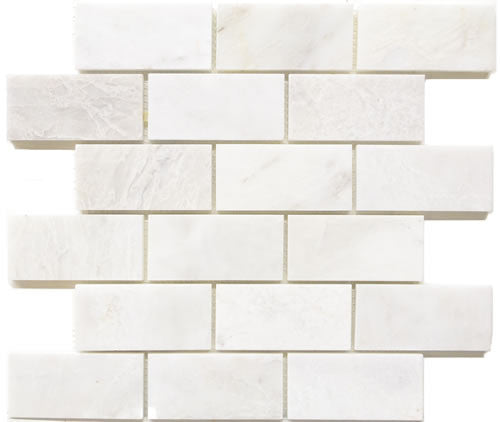 Pearl White Marble 2x4 Polished Mosaic Tile 12x12