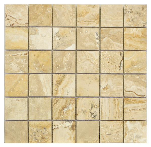 Valencia 2x2 Honed Travertine Mosaic Tile 12x12 Sheet