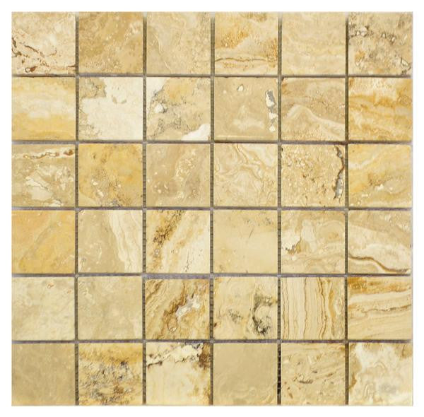 Valencia 2x2 Honed Travertine Mosaic Tile 12x12 Sheet 2