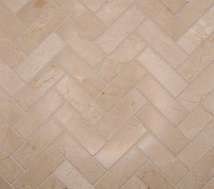 Crema Marfil Herringbone Marble Mosaic Tile 12x13 Sheet