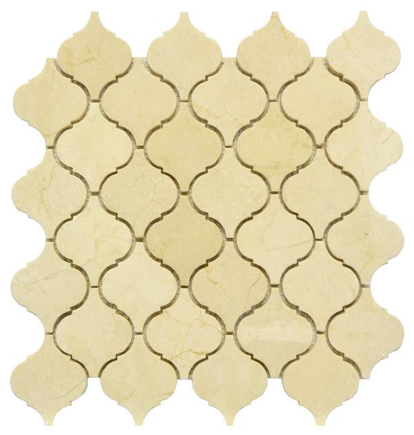 Crema Marfil Lantern Marble Mosaic Tile 12x12 Sheet 1