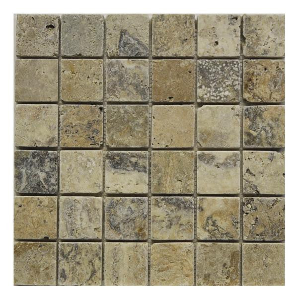 Antique Onyx 2x2 Tumbled Travertine Mosaic Tile 12x12 Sheet
