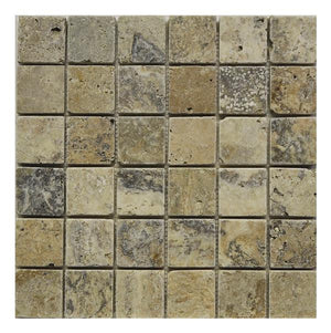 Antique Onyx 2x2 Tumbled Travertine Mosaic Tile 12x12 Sheet