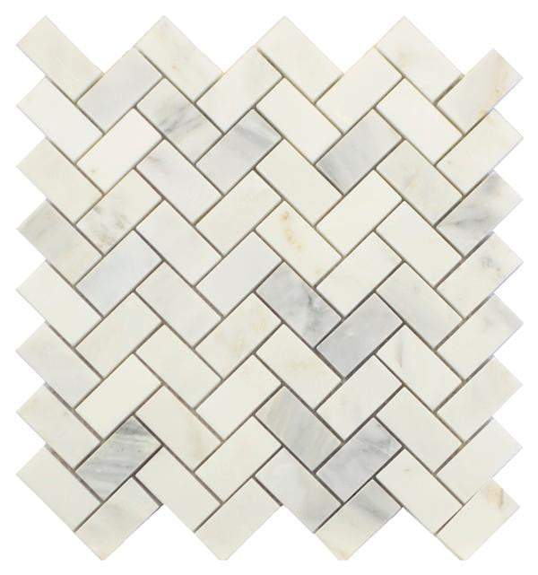 Statuary Carrara White Herringbone Marble Mosaic Tile 12x12 Sheet 2