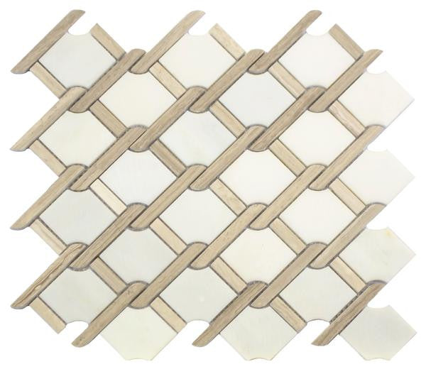 Timber Grey and Carrara Marble Mosaic Tile 11x13 Sheet