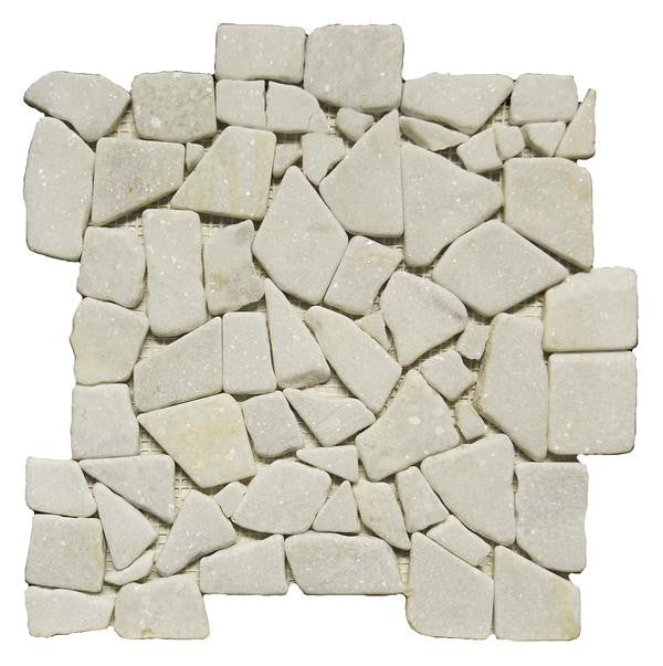 Snow White Pebble 12x12 Tumbled Marble Mosaic Tile 1