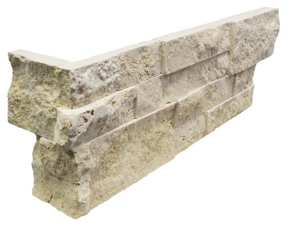 Light Travertine Splitface Ledger Corner
