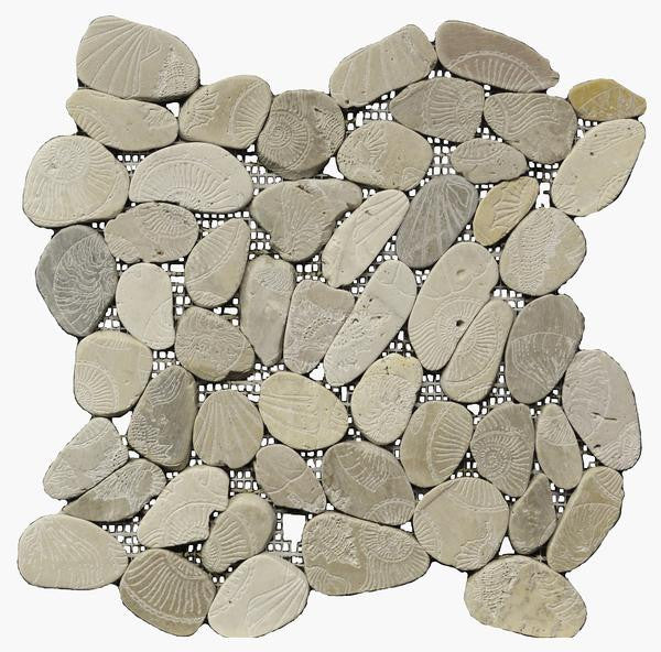 Light Color Fossil Pebbles 12x12 Natural Stone Mosaic Tile