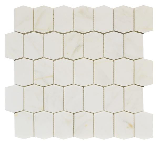 Mosaico de mármol pulido hexagonal alargado Calacatta Gold Hoja de 12x12 1
