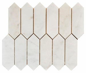 Imperial White Marble Picket Mosaic Tile 12x12