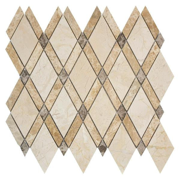 Larsen Rhomboid Diamond Marble Mosaic Tile 11x12 Sheet
