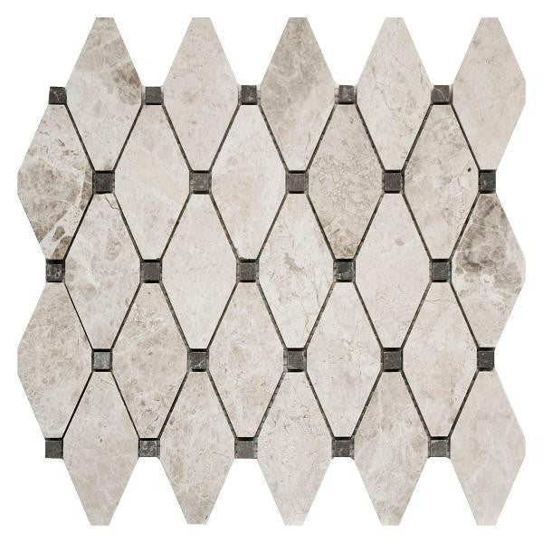 Clipped Diamond Silver Shadow Marble Mosaic 11x12 Sheet