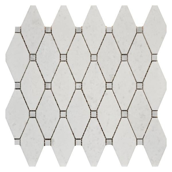 Clipped Diamond White Marble Mosaic 11x12 Sheet 1