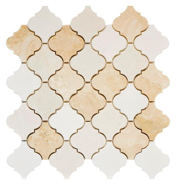 Lantern Arabesque Dolomite and Royal Marble Mosaic 12x12