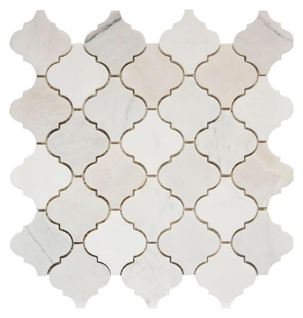 Lantern Arabesque Dolomite and Ice Marble Mosaic 12x12