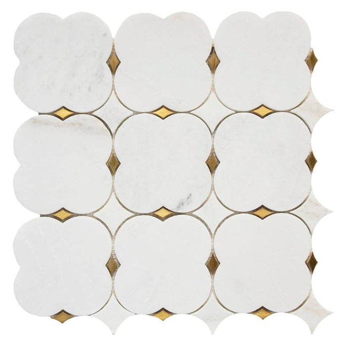 Clover Bianco with Brass Marble Mosaic 12x12 Sheet 1
