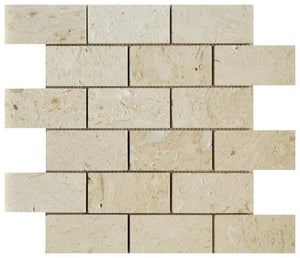 Seashell Limestone 2x4 Brick Mosaic Tile 12x12 Sheet