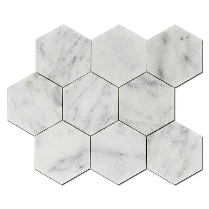 Milas White 4" Honeycomb Marble Mosaic Tile 12x12 Sheet 1
