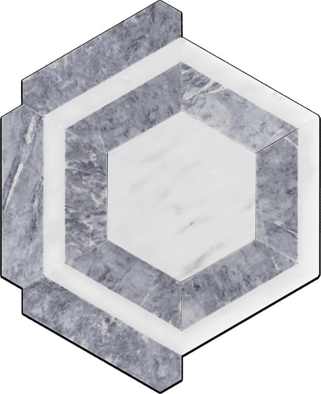 Grey and White Marble Hexagon Honed Tile 12x10 Marble Tile 1