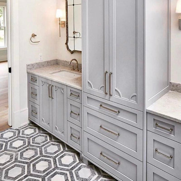 Grey and White Marble Hexagon Honed Tile 12x10 Marble Tile 2