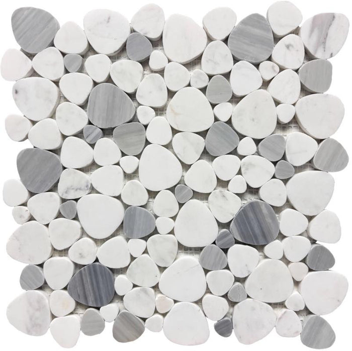 Marmol Huron Grey Marble Mosaic Tile 12x12 Sheet 1
