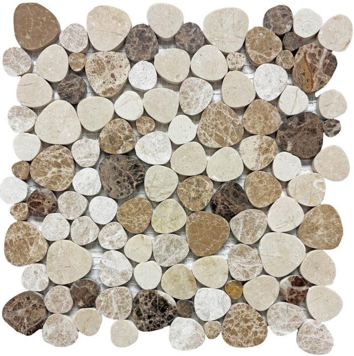 Marmol Huron Emperador Mix Marble Mosaic Tile 12x12 Sheet 1