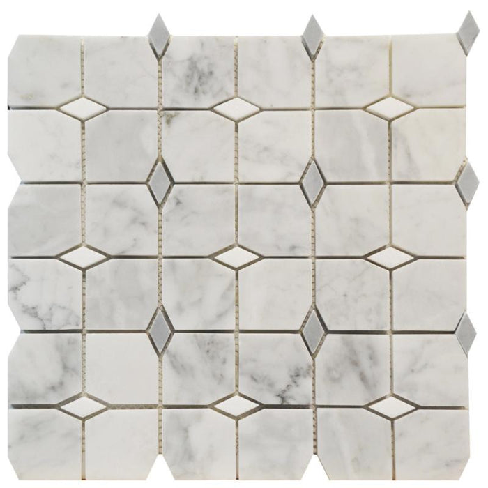 Carrara Square Diamond 12x12 Marble Mosaic Tile 1
