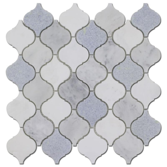 Arabesque Carrara Blue Celeste Marble Mosaic Tile 4