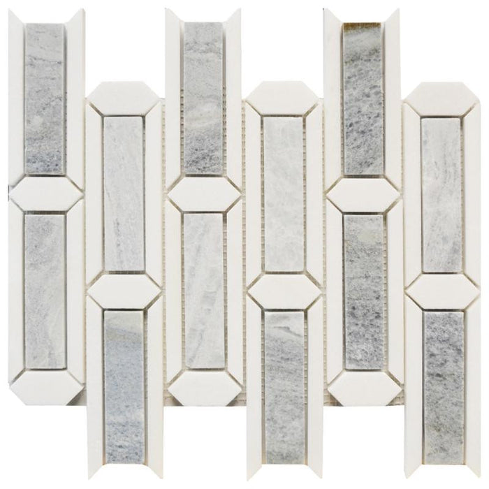 Blue Valley Framed Strips Stone Mosaic Tile 12x12 Sheet 1