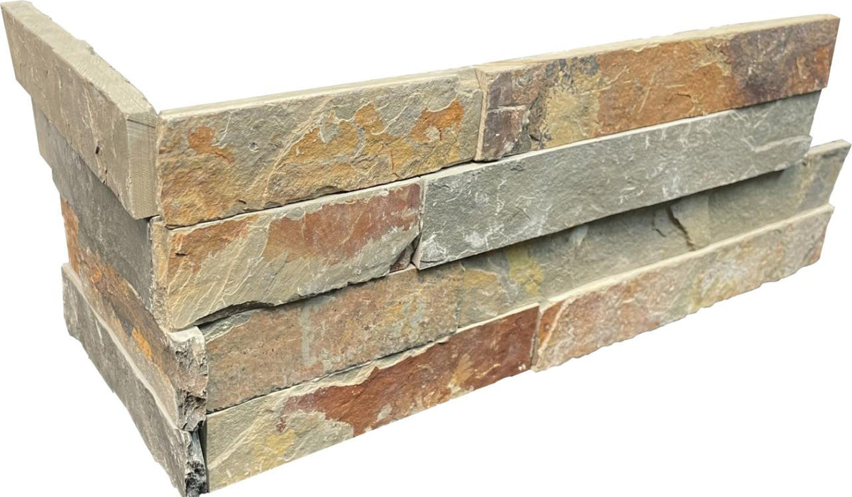 Golden Slate 6x18 Ledger Panel Corner Slate Tile
