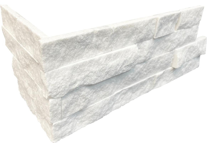 Glacial White 6x18 Quartzite Ledger Panel Corner Quartzite Tile 1