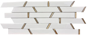 Golden Thassos Linear Marble Mosaic Tile 12x12 Sheet