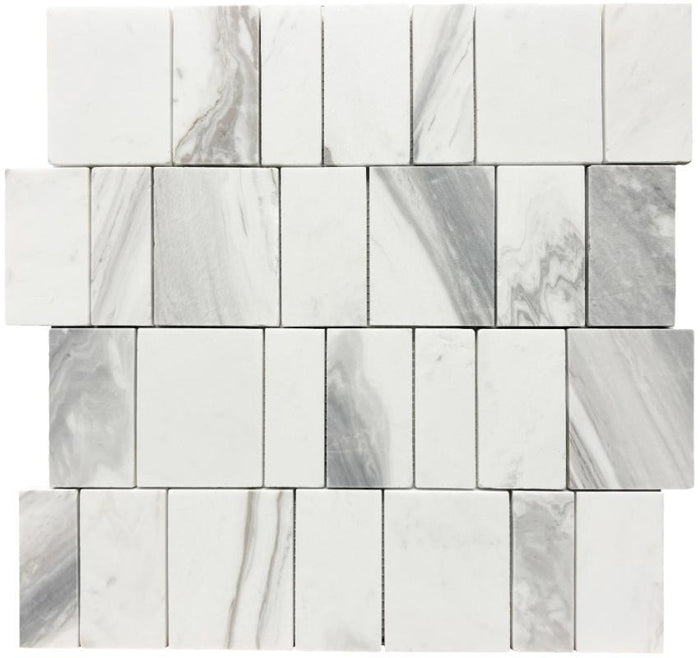 Skyscape White Piano 12x12 Honed Marble Mosaic Tile 1