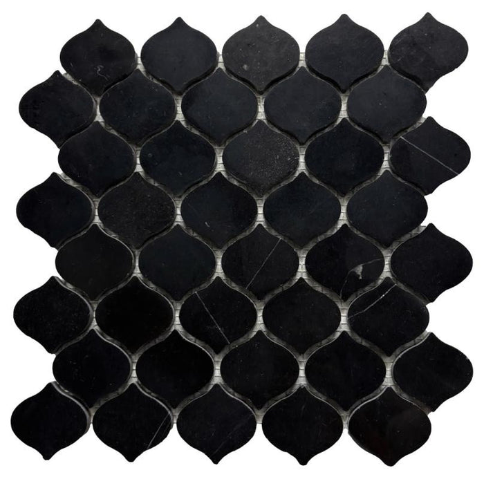 Black Marble Teardrop Mosaic Tile 11x11 Sheet 1