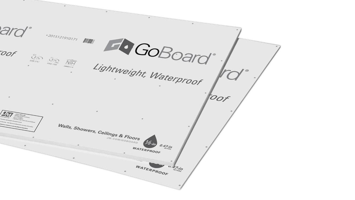Johns Manville GoBoard 1/2 in Waterproof Tile Backer Board, 3x5 ft