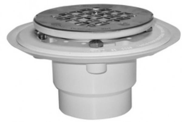 PVC Shower Drain with Round Stainless Steel Screen