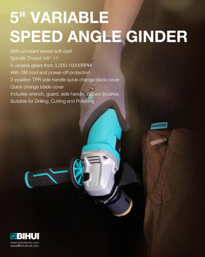 Bihui 5" Variable Speed Angle Grinder