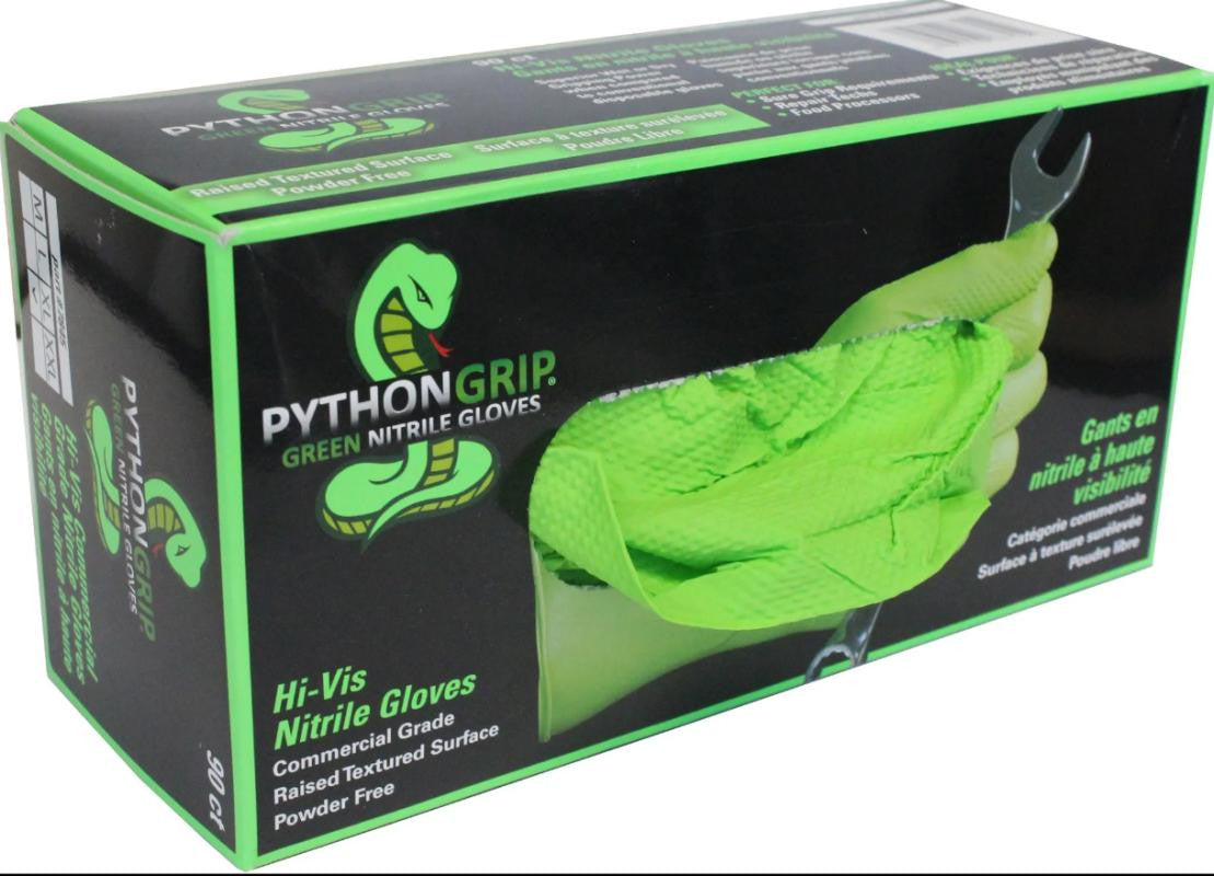 Python Grip Nitrile Gloves, Large, 100 Count
