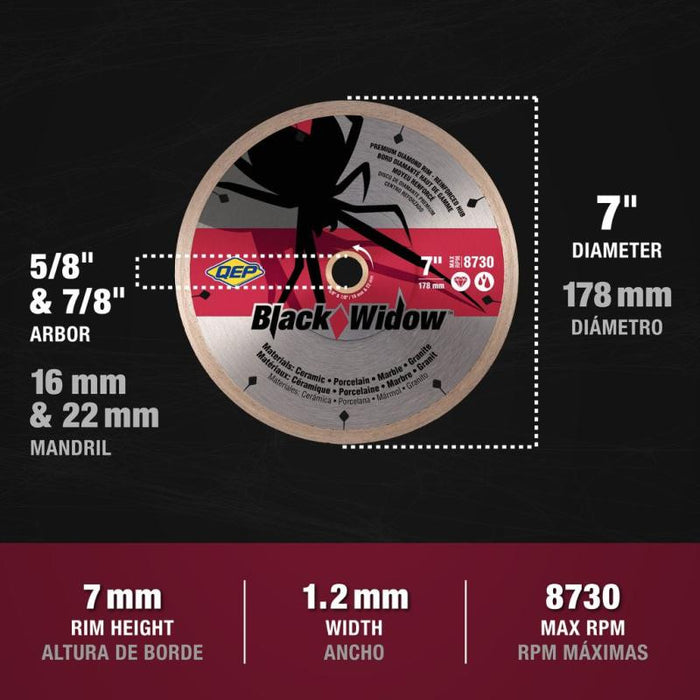 Black Widow 7" Premium NexGen Diamond Tile Blade 1