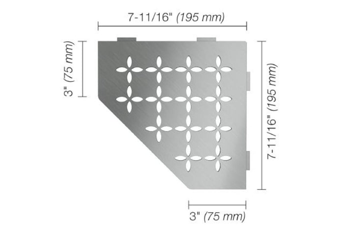Schluter Floral Shower Shelf - Brushed Stainless 1
