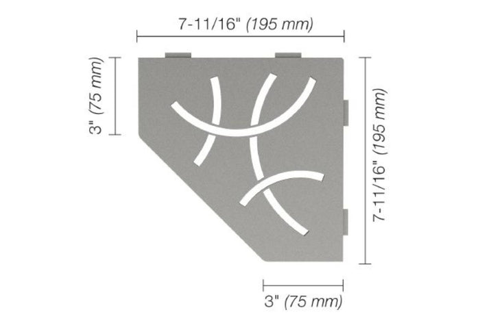Schluter Curve Shower Shelf - Stone Grey 1