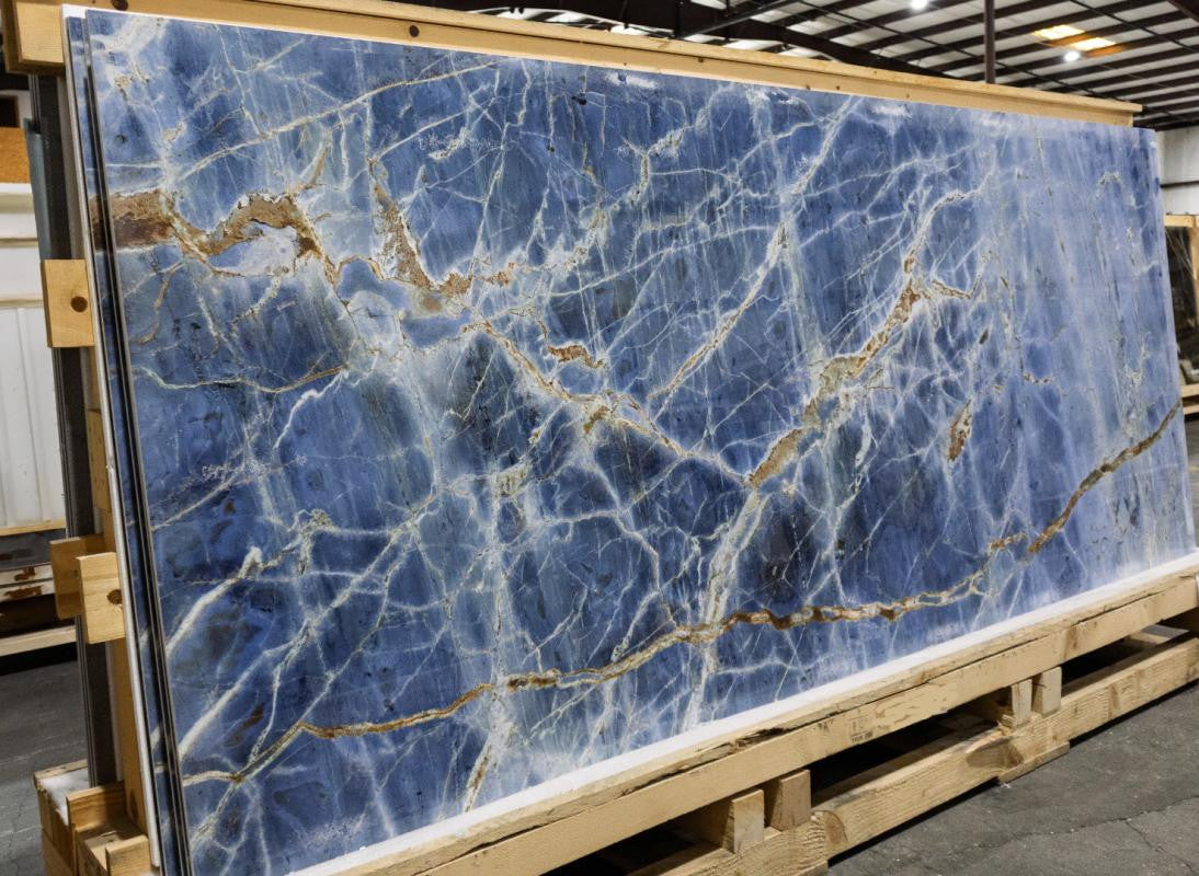 Marmoteca Blue Denim 48x110 Polished Marble Look Porcelain Slab