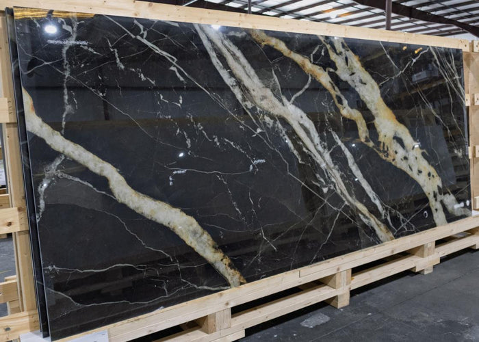 Marmoteca Golden Carbon 48x110 Polished Marble Look Porcelain Panel Porcelain Tile 4