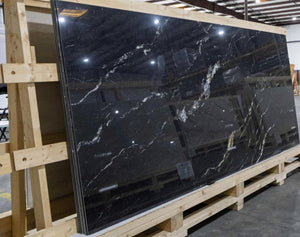 Perpetual Belvedere Dark Polished 48x109 Marble Look Porcelain Slab