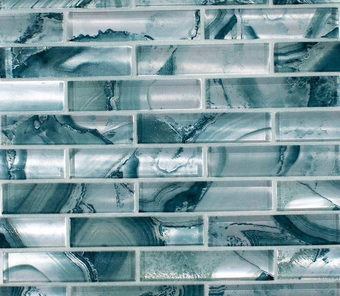 Teal Linear Glass Mosaic Tile 1