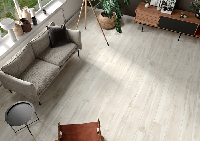 Sabik InOut White 9x47 Wood Look Porcelain Plank Tile 2